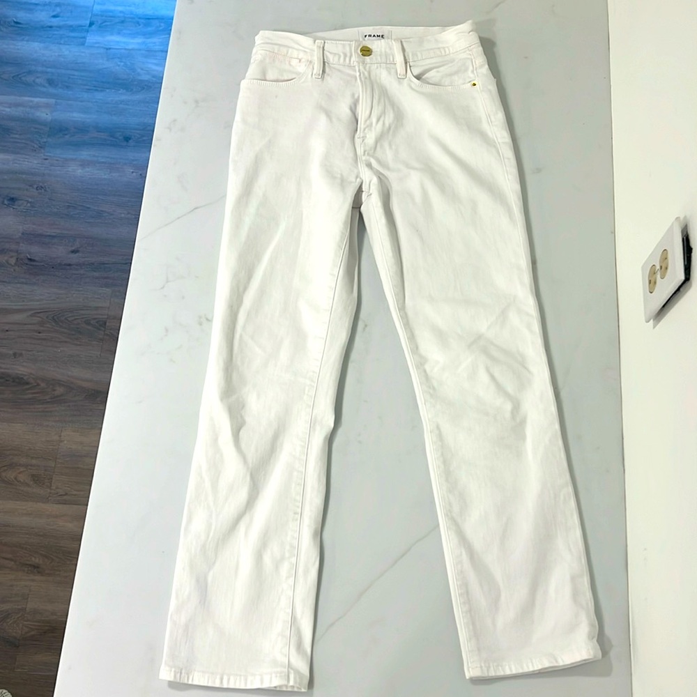 Frame Le High Straight White Jeans